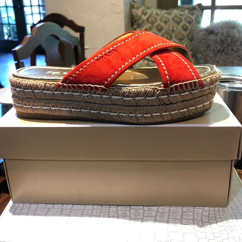 Prada red suede platform sandals IT 37 / size 36.5